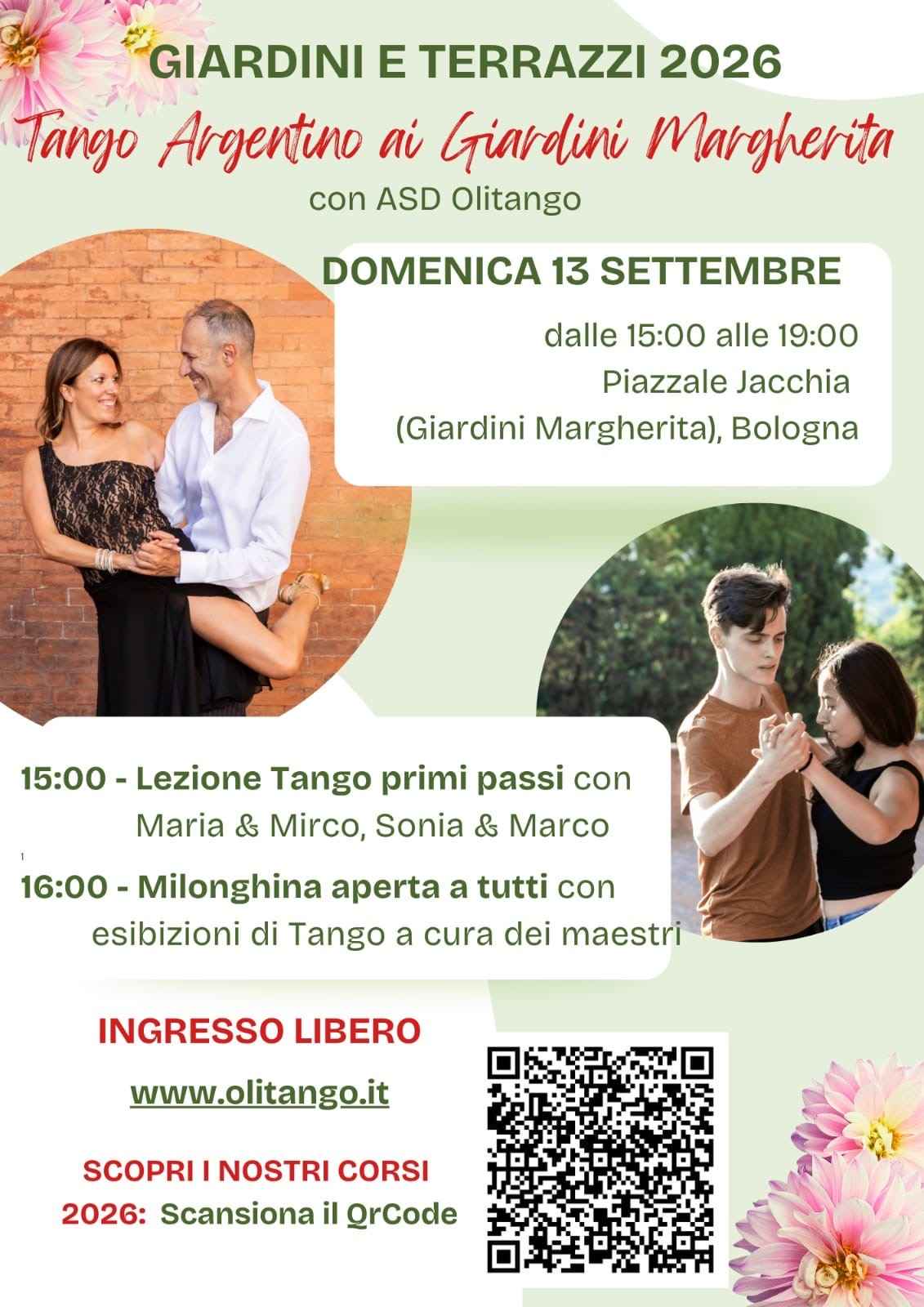 Asd Olitango a Giardini e Terrazzi 2026: Tango Argentino ai Giardini Margherita di Bologna