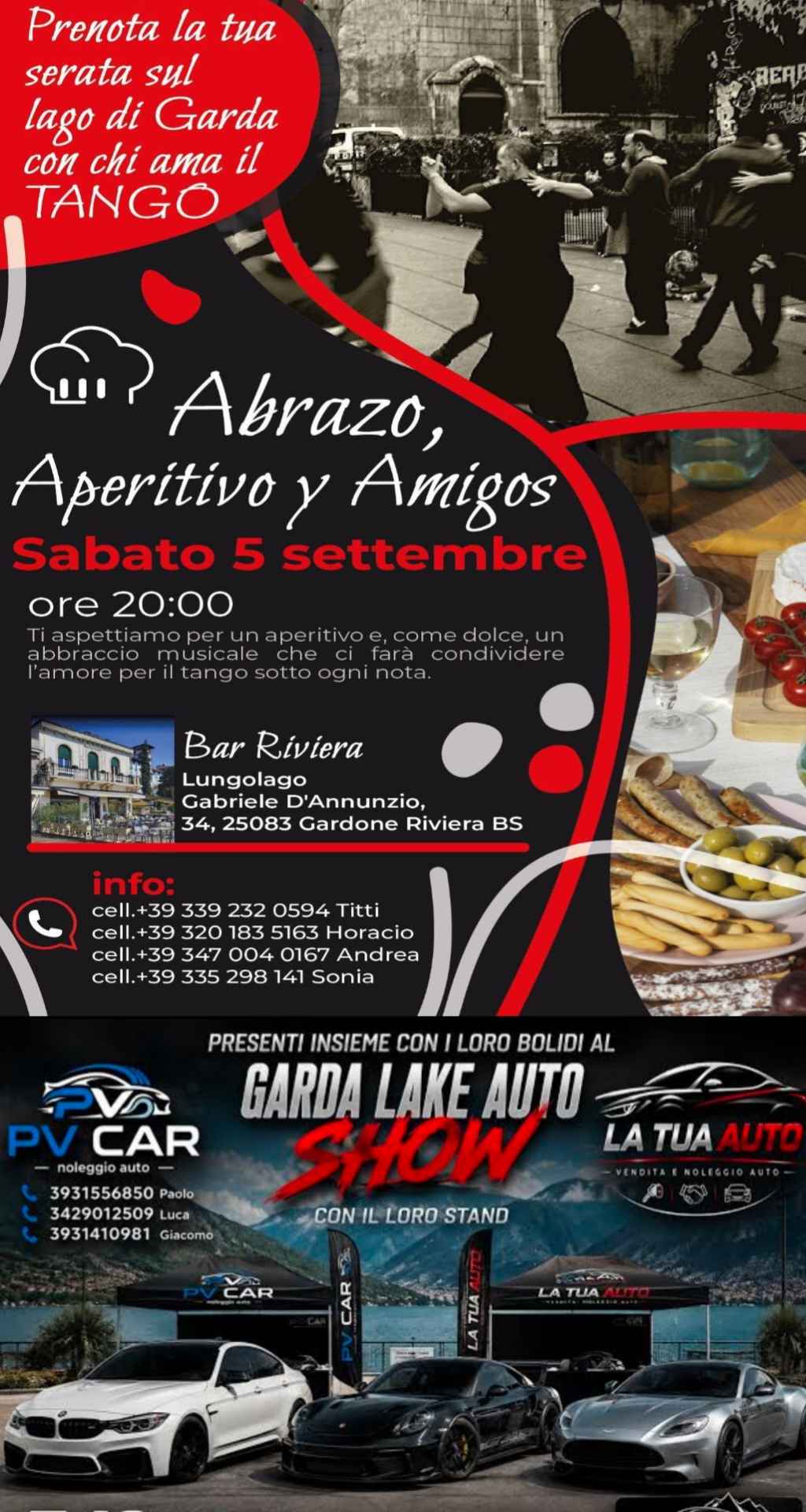 Sabato 5 a Gardone Serata gratuita Gradita consumazione Al bar Riviera