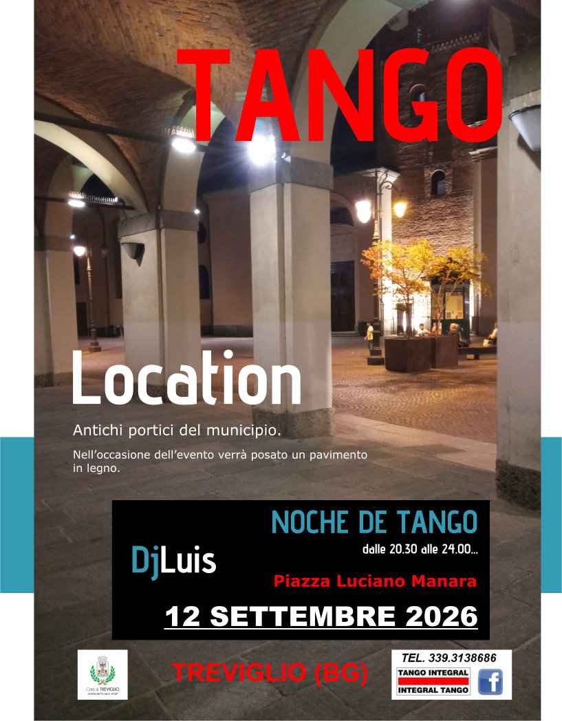 Milonga gratuita - Antichi portici del comune di Treviglio - Dj Prina Luigi