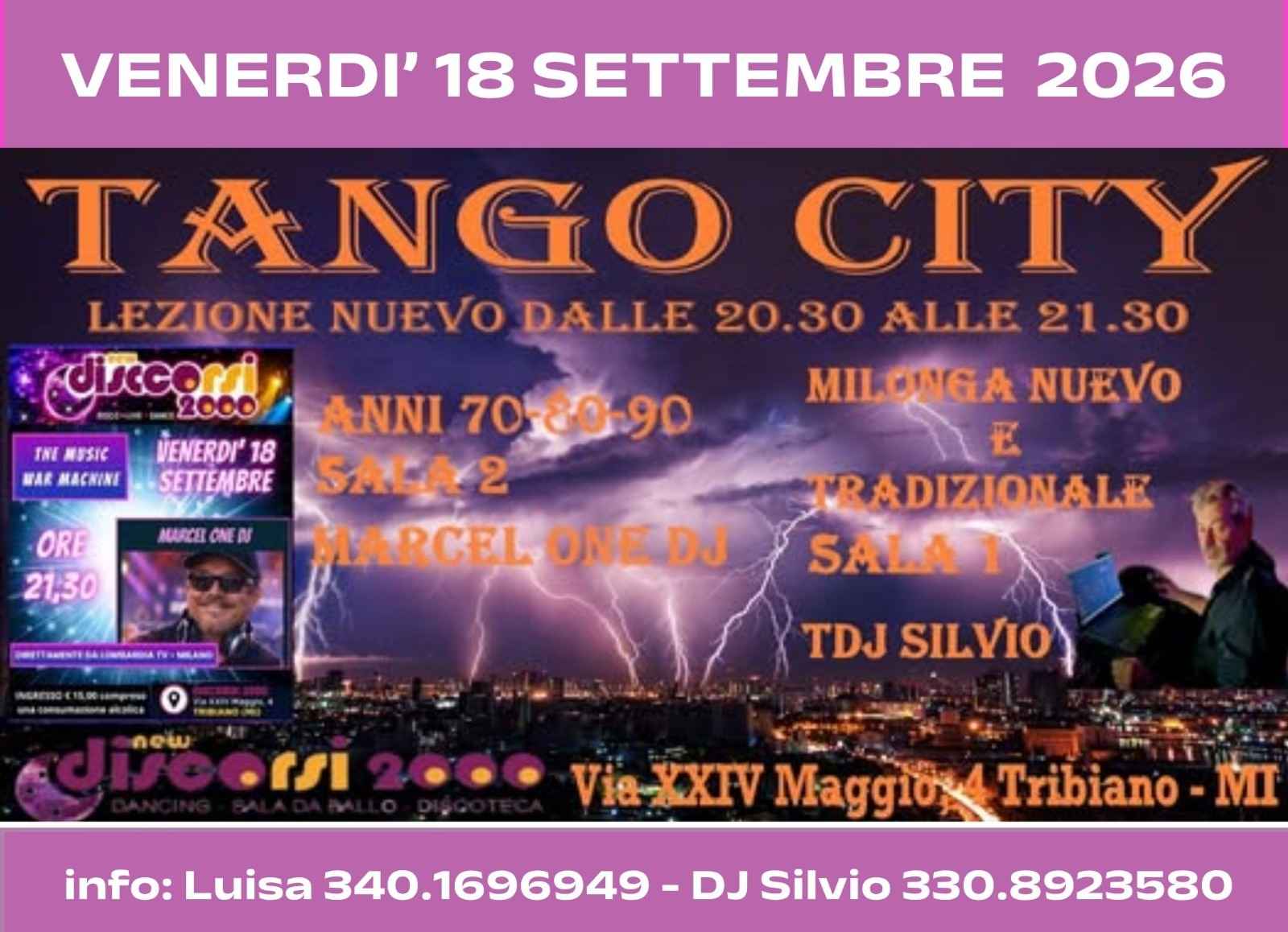 Tango City – Lezione + Milonga | Tribiano (Mi) – 18 settembre 2026