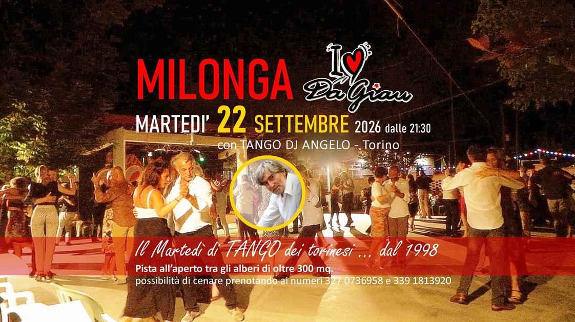 Milonga "da Giau" Torino all'aperto su pista di oltre 300 mq. Musicalizza Tango Dj Angelo -torino