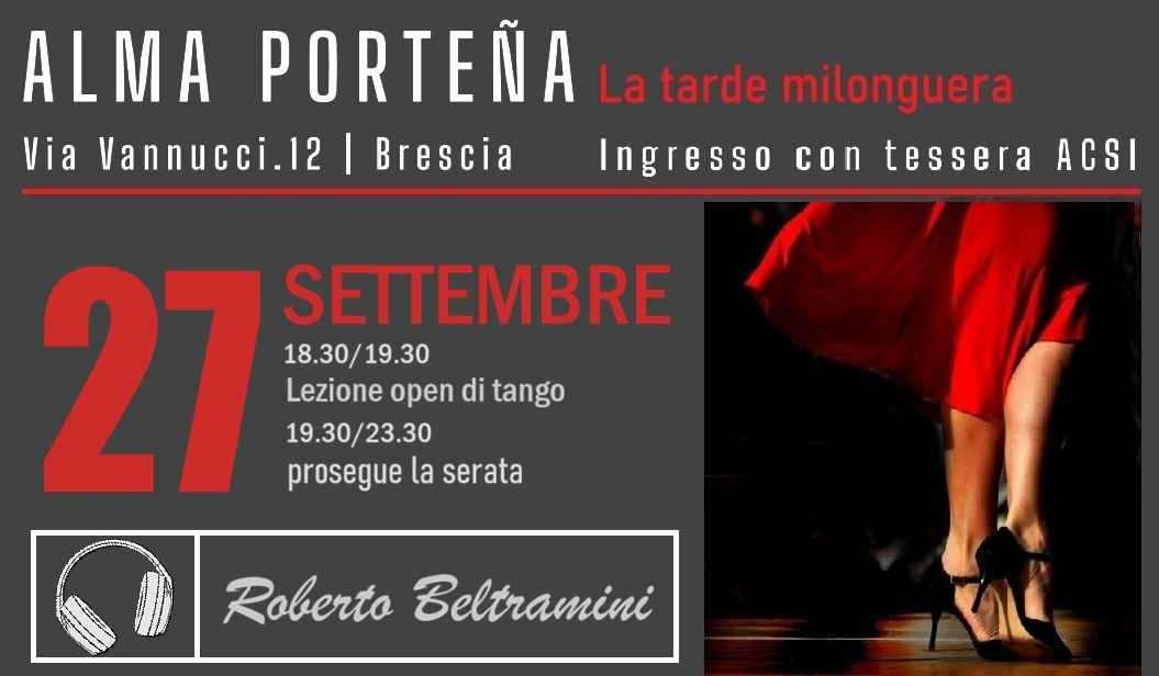 La tarde milonguera con lezione di Tango aperta a tutti