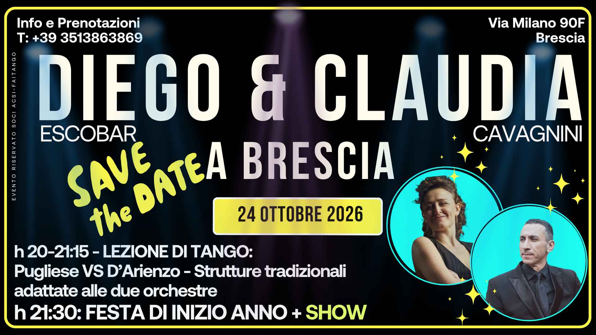 La Tana del Tango apertura di stagione con Diego Escobar e Claudia Cavagnini!