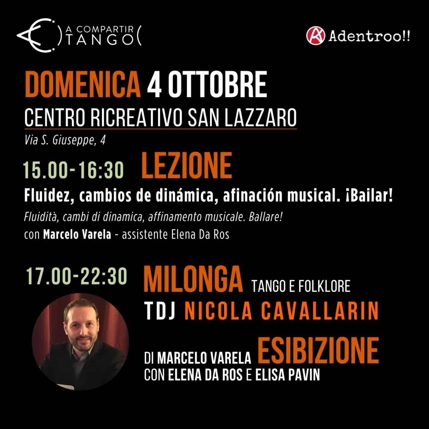 Milonga con esibizione di Marcelo Varela, Elena Da Ros ed Elisa Pavin - Tdj Cavallarin