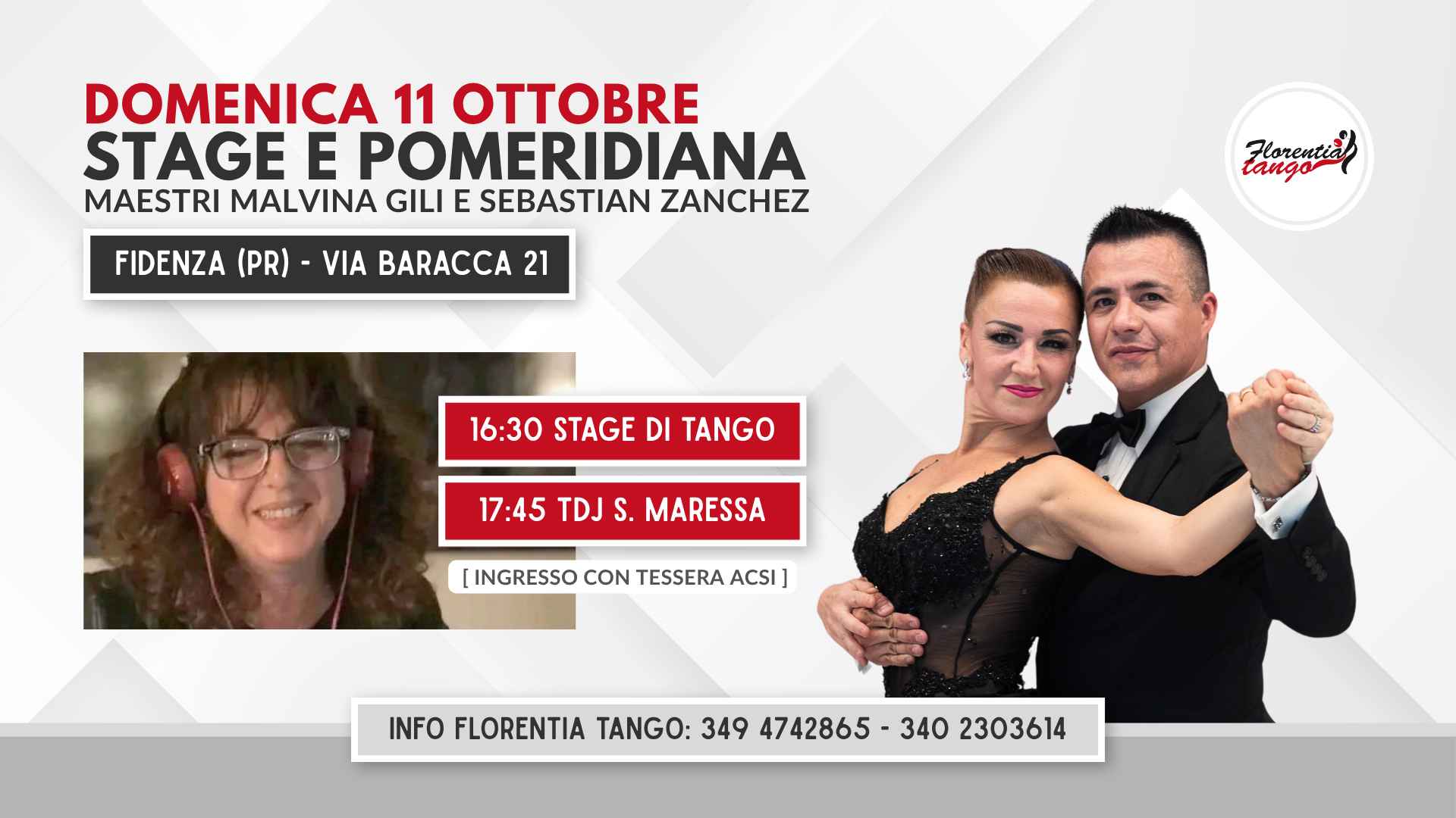 Pomeridiana e Stage Florentia Tango con i Maestri Malvina Gili e Sebastian Zanchez