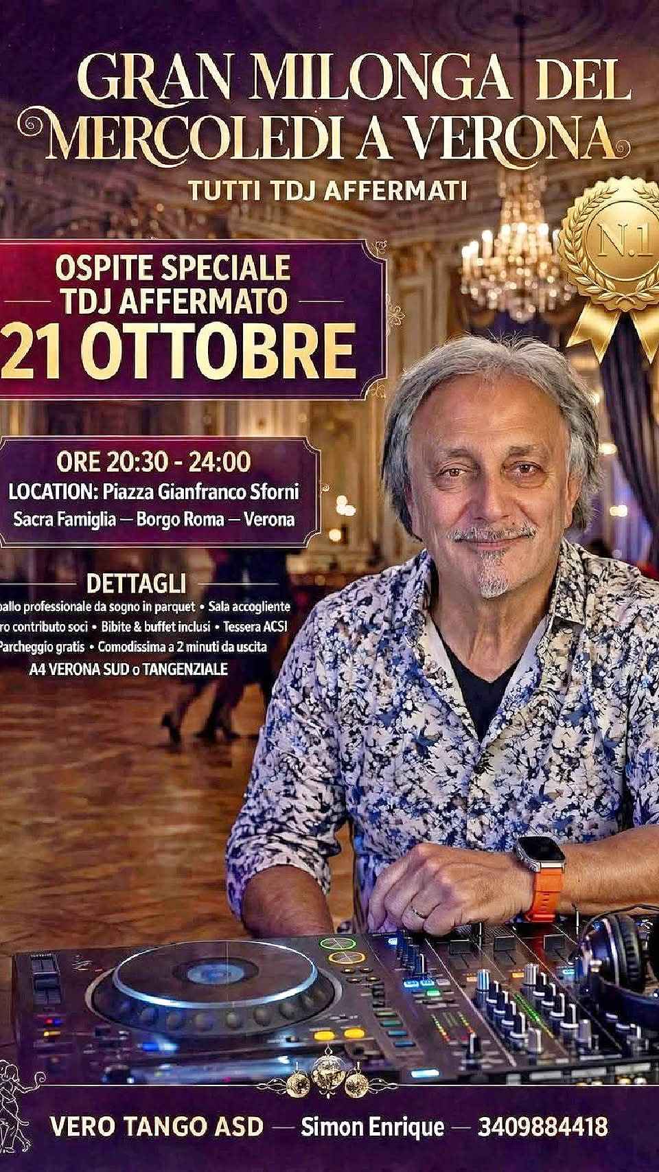 Gran Milonga del mercoledì a Verona Tdj Franco Parente "milongon"