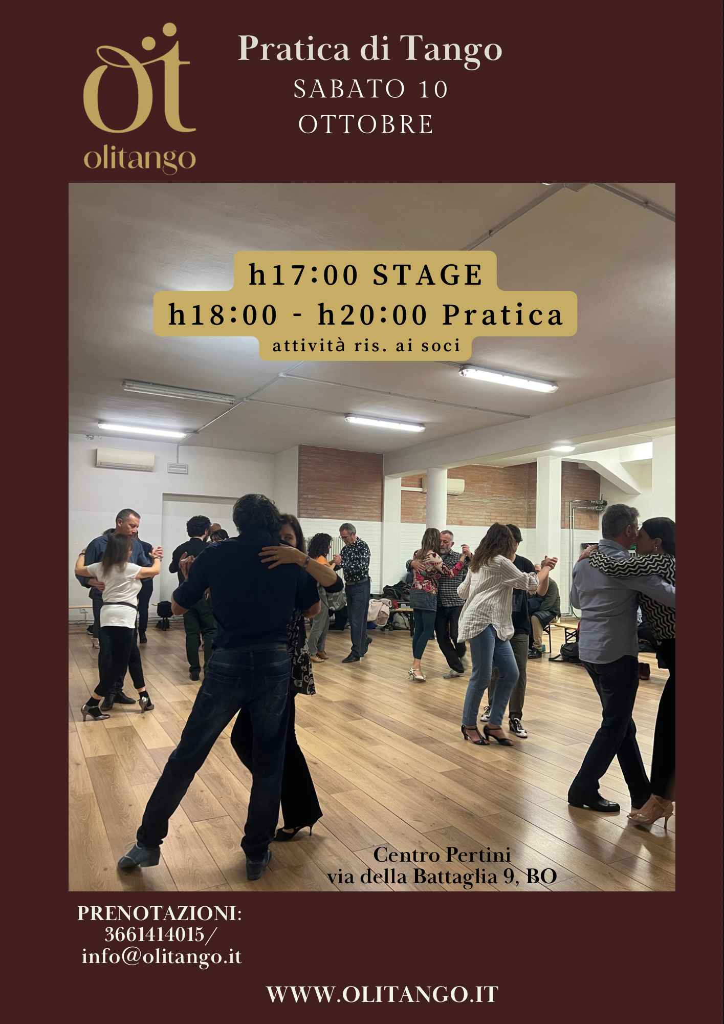 Stage h17:00 + pratica aperta a tutti dalle h18:00