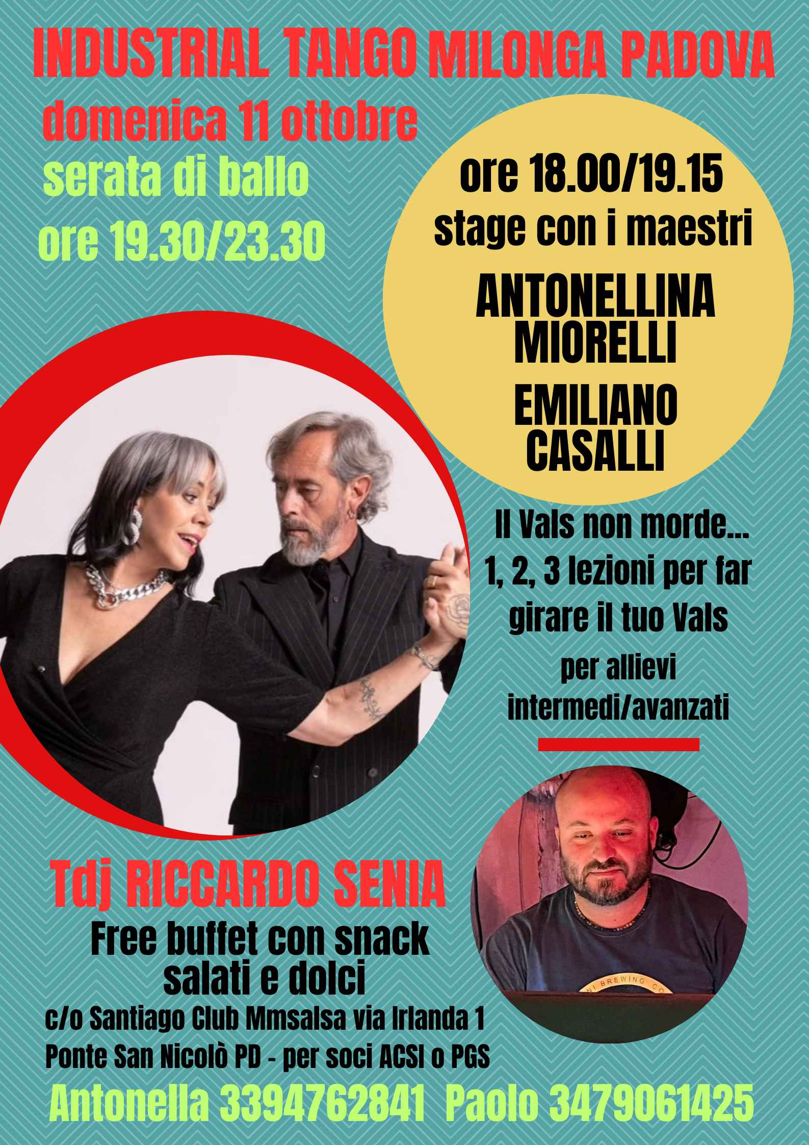 Industrial Tango Milonga: stage con Antonellina Miorelli e Emiliano Casalli; Tdj Riccardo Senia