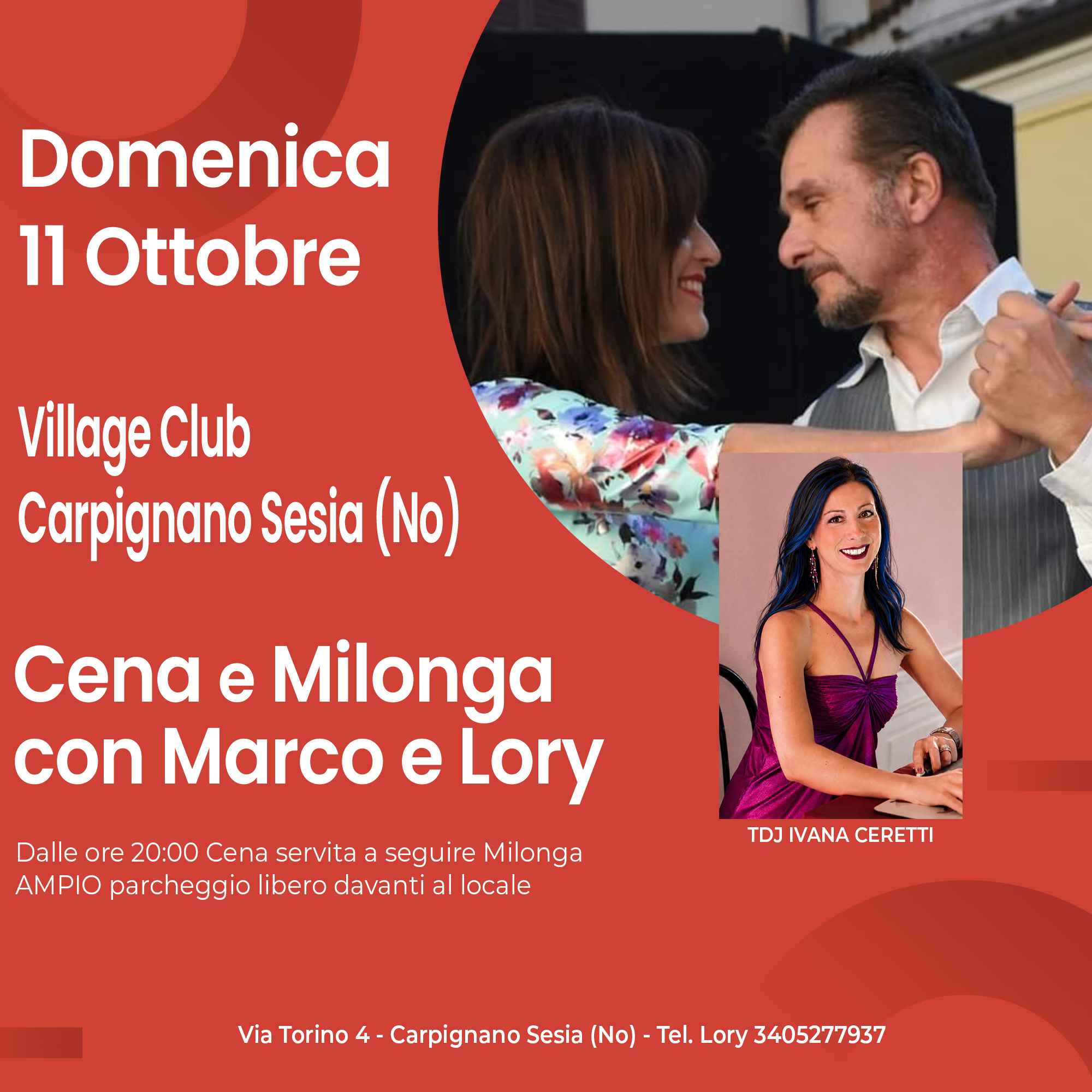 Cena + Milonga al Village di Carpignano Sesia (No) con Marco e Lory Tango Argentino