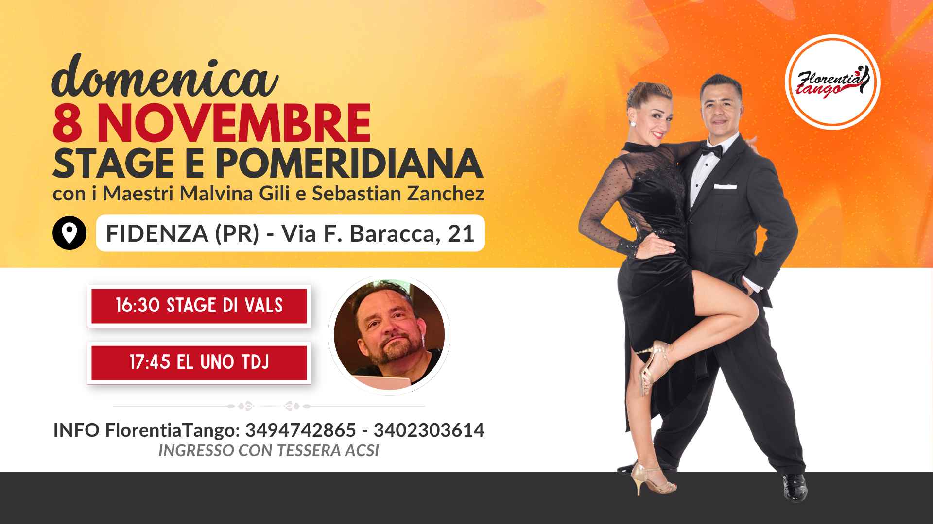 Pomeridiana e Stage Florentia Tango con i Maestri Malvina Gili e Sebastian Zanchez