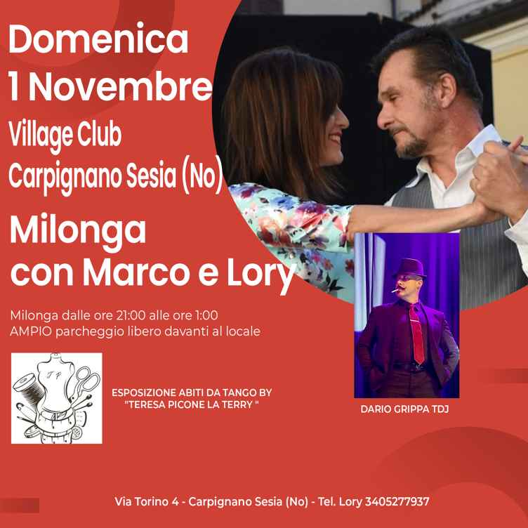 Milonga con Marco e Lory Tango Argentino al Village di Carpignano Sesia (No)