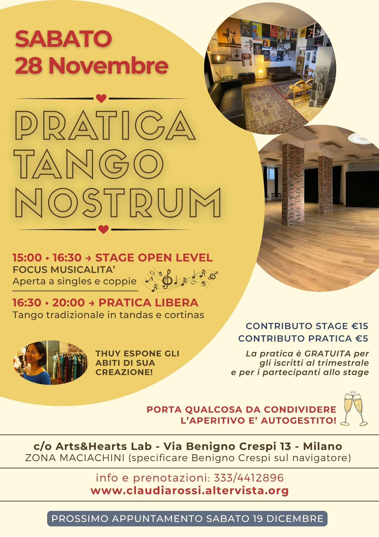 Stage Musicalità con Claudia Rossi + Pratica Tango Nostrum